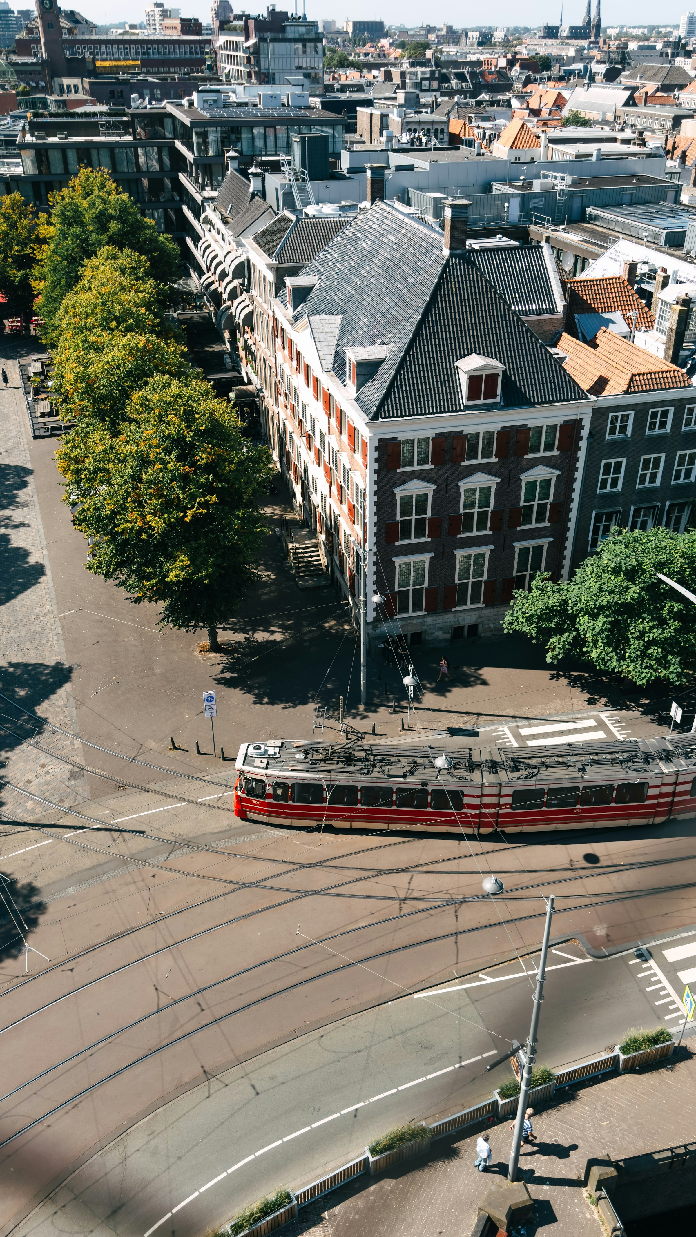 Aerial City View with Tram in The Hague