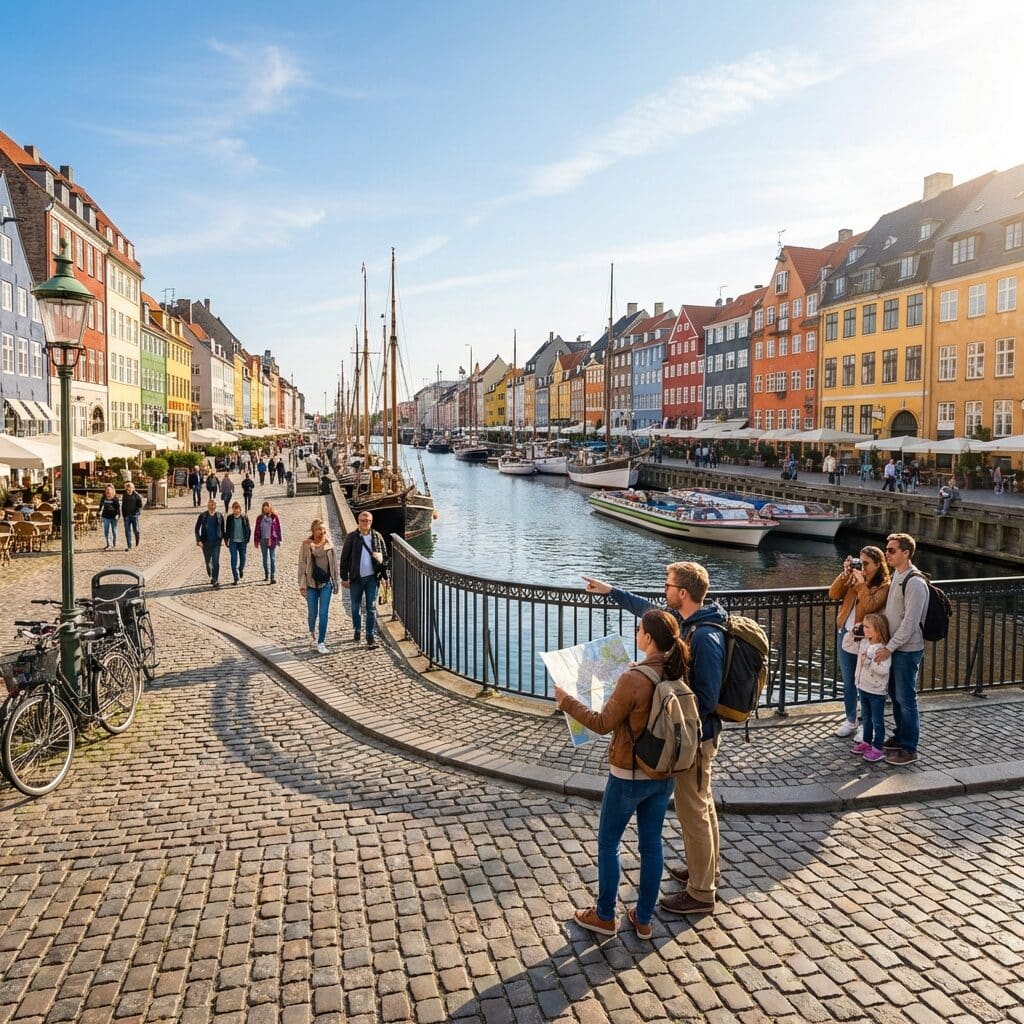 Tourists at Nyhavn Canal in Copenhagen