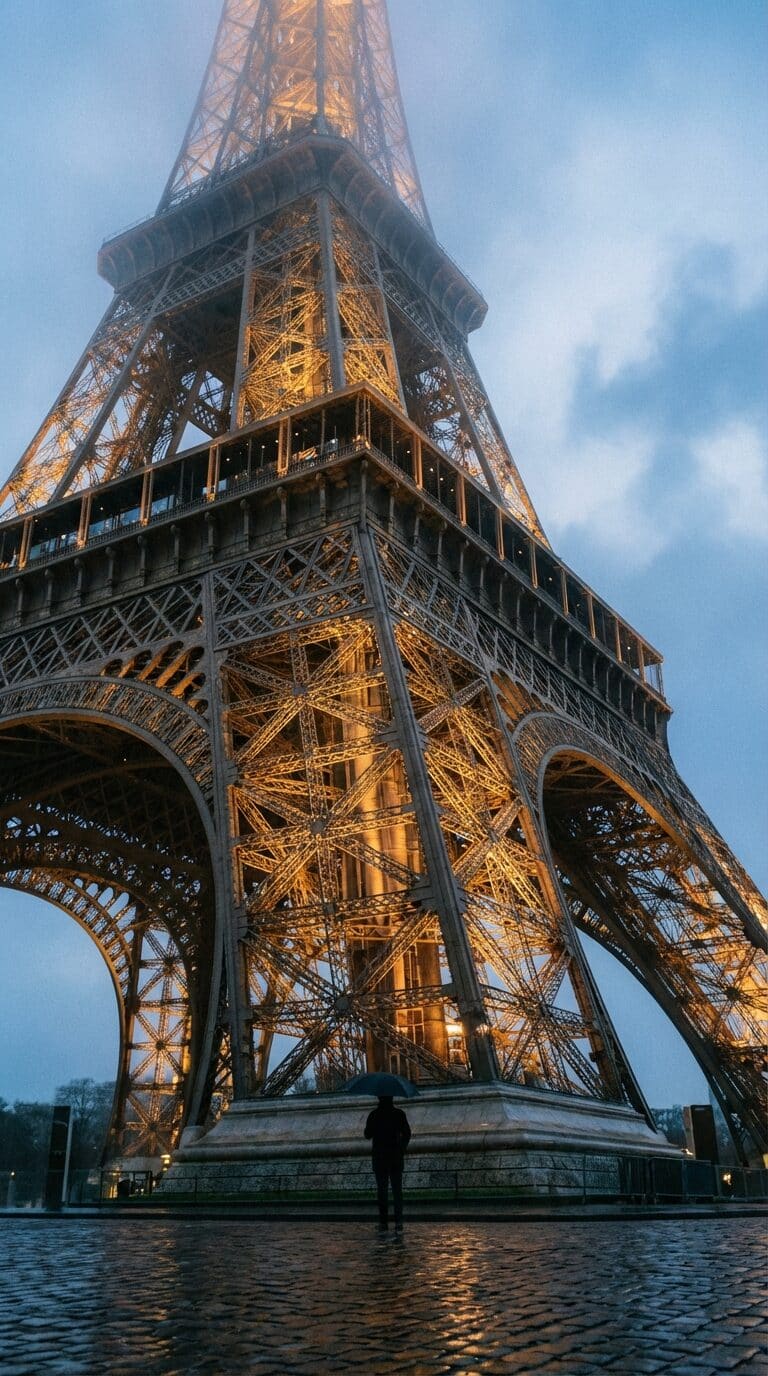 The Eiffel Tower on a Rainy Evening
