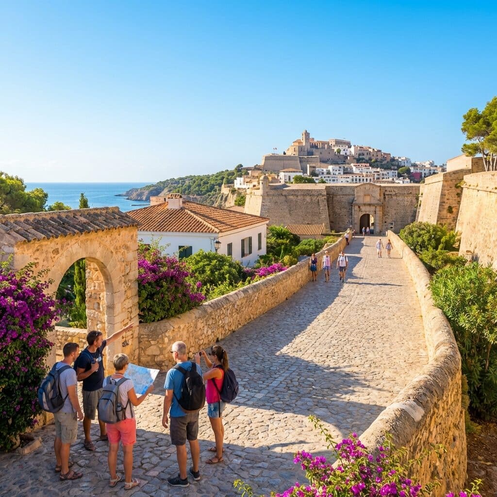 Tourists Exploring Dalt Vila in Ibiza
