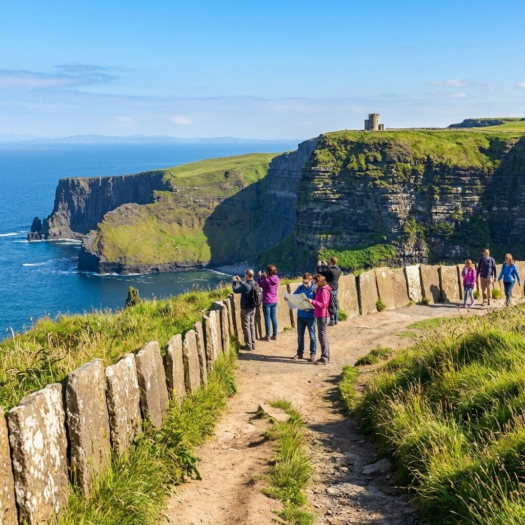 Tourists at the Cliffs of Moher, Ireland