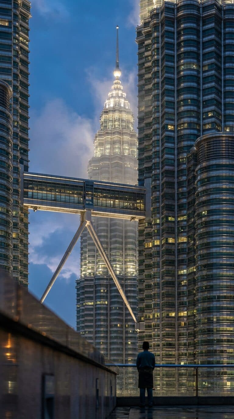 Petronas Towers at Dusk in Kuala Lumpur