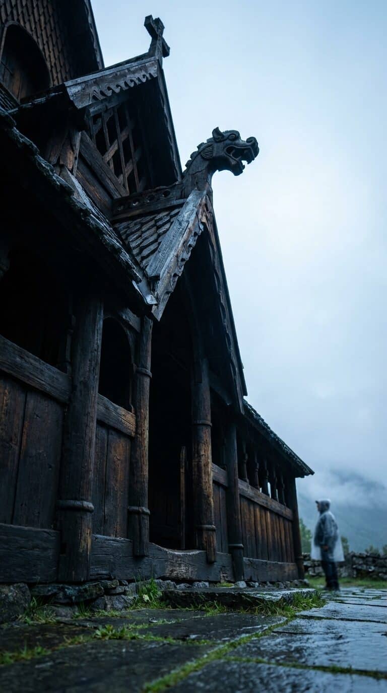 Borgund Stave Church in the Rain