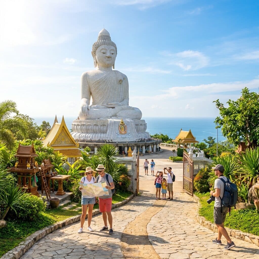 Tourists at the Big Buddha in Phuket