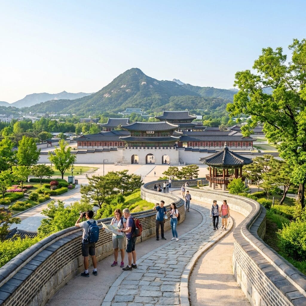 View of Gyeongbokgung Palace from Seoul City Wall
