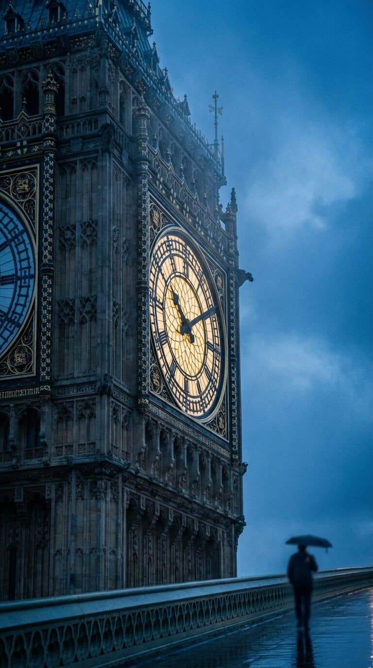 Big Ben Clock Tower on a Rainy Day
