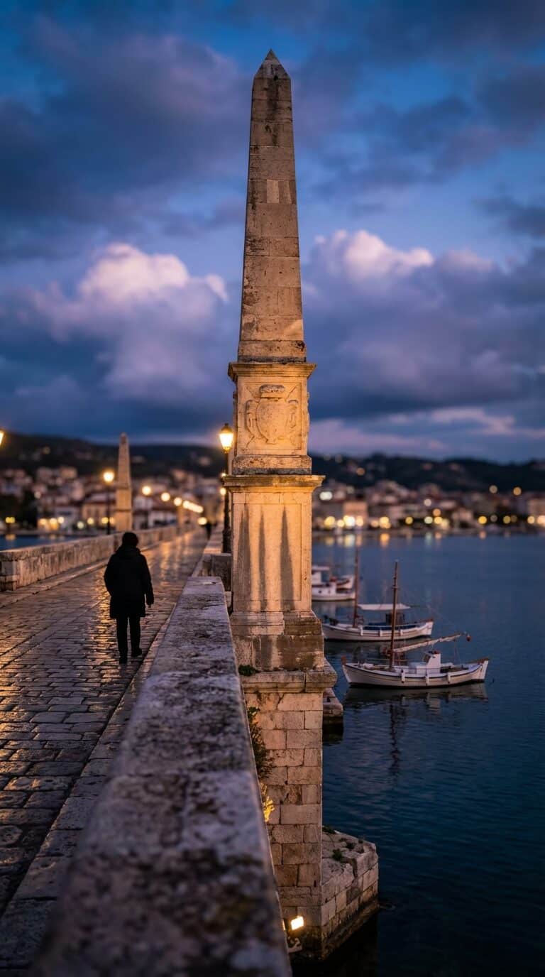 De Bosset Bridge in Argostolion at Dusk