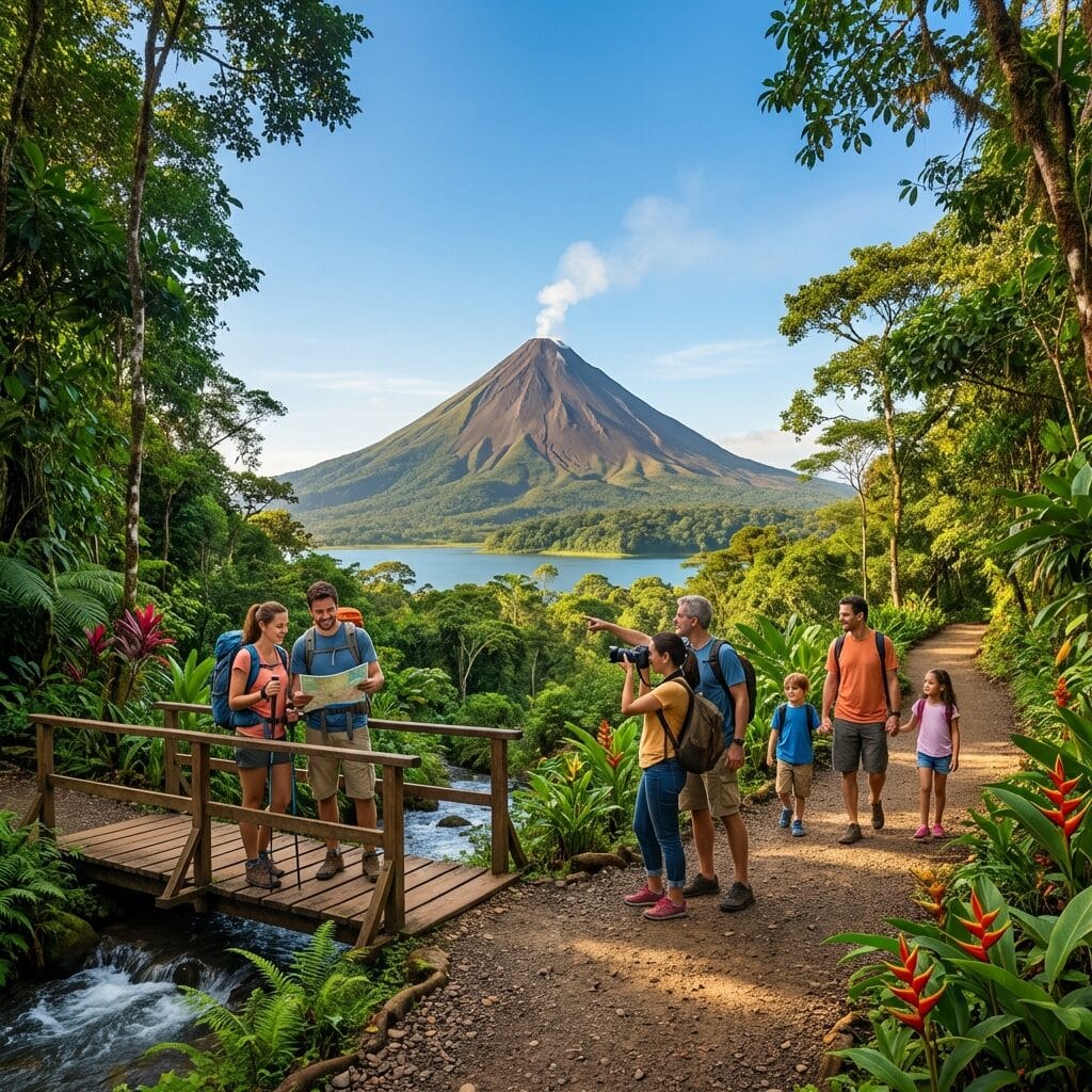 Hikers Near Arenal Volcano, Costa Rica