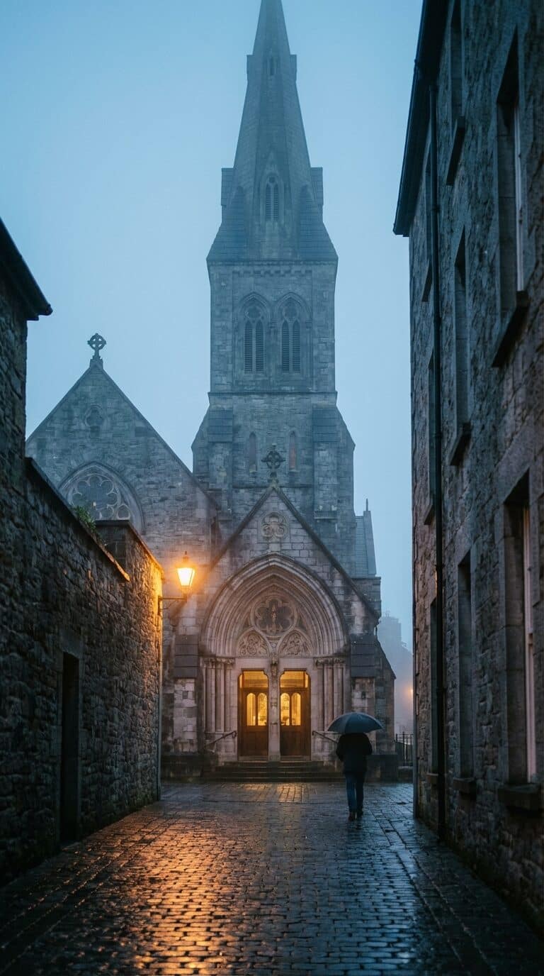 St. Nicholas' Collegiate Church on a Misty Evening in Galway