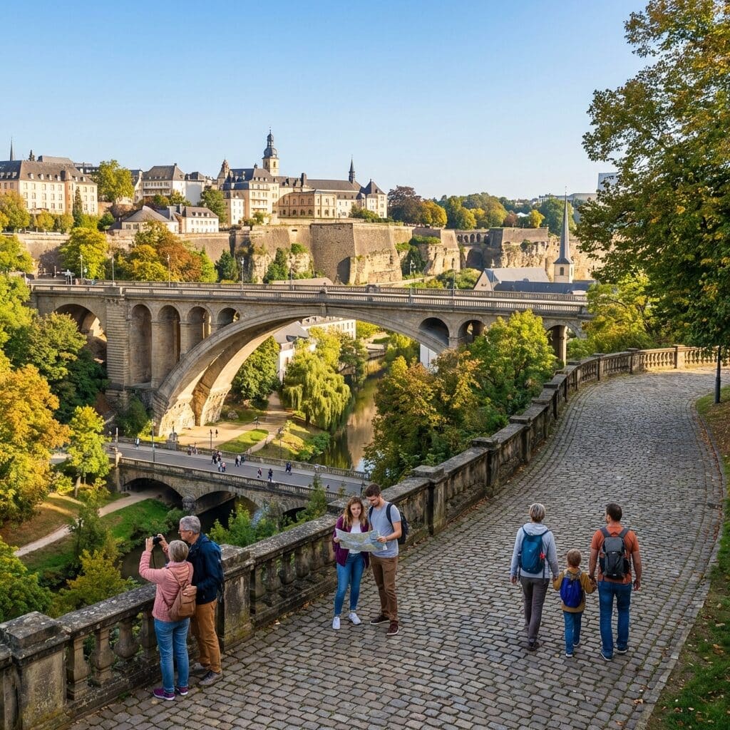View of the Passerelle Bridge, Luxembourg City
