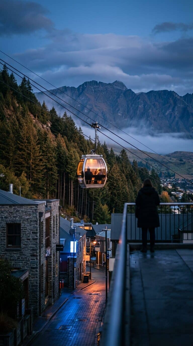 Skyline Gondola Over Queenstown at Dusk