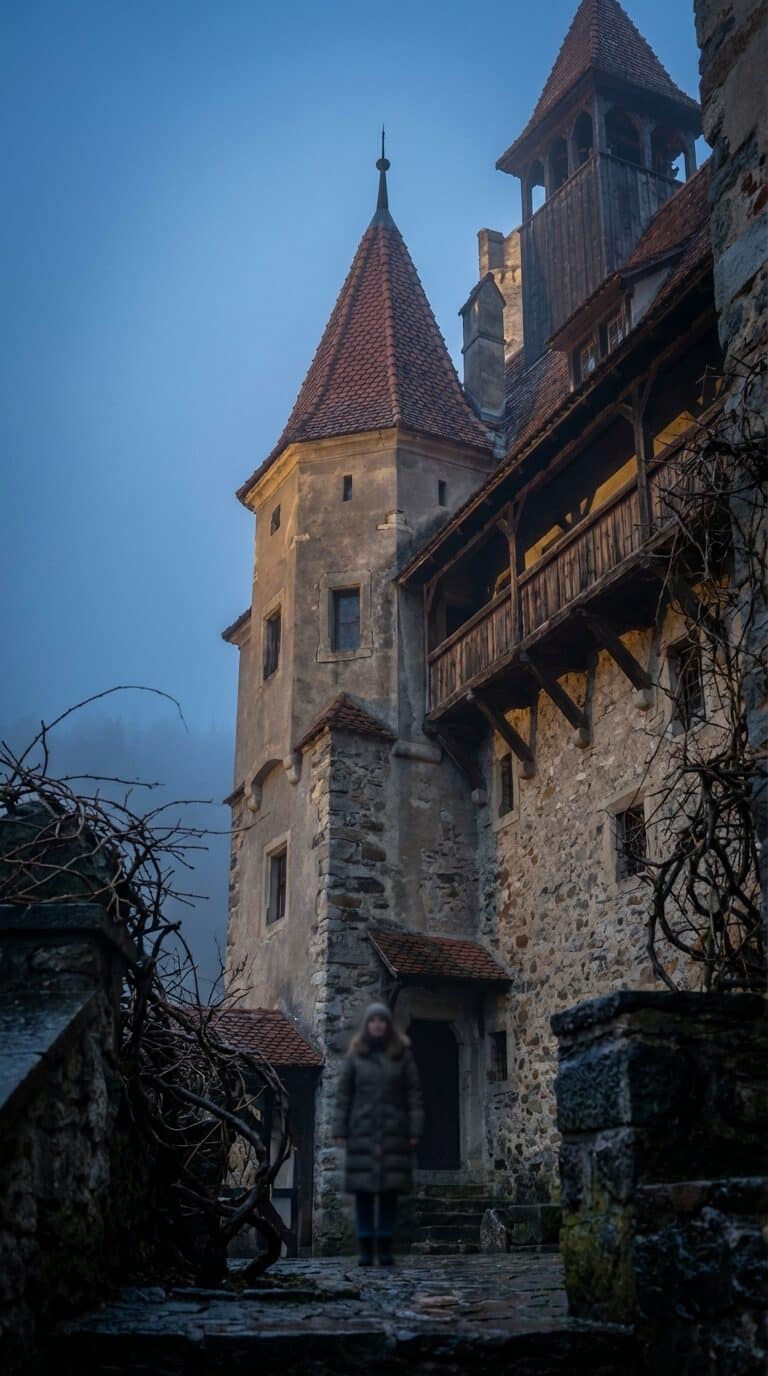 Bran Castle Courtyard at Dusk
