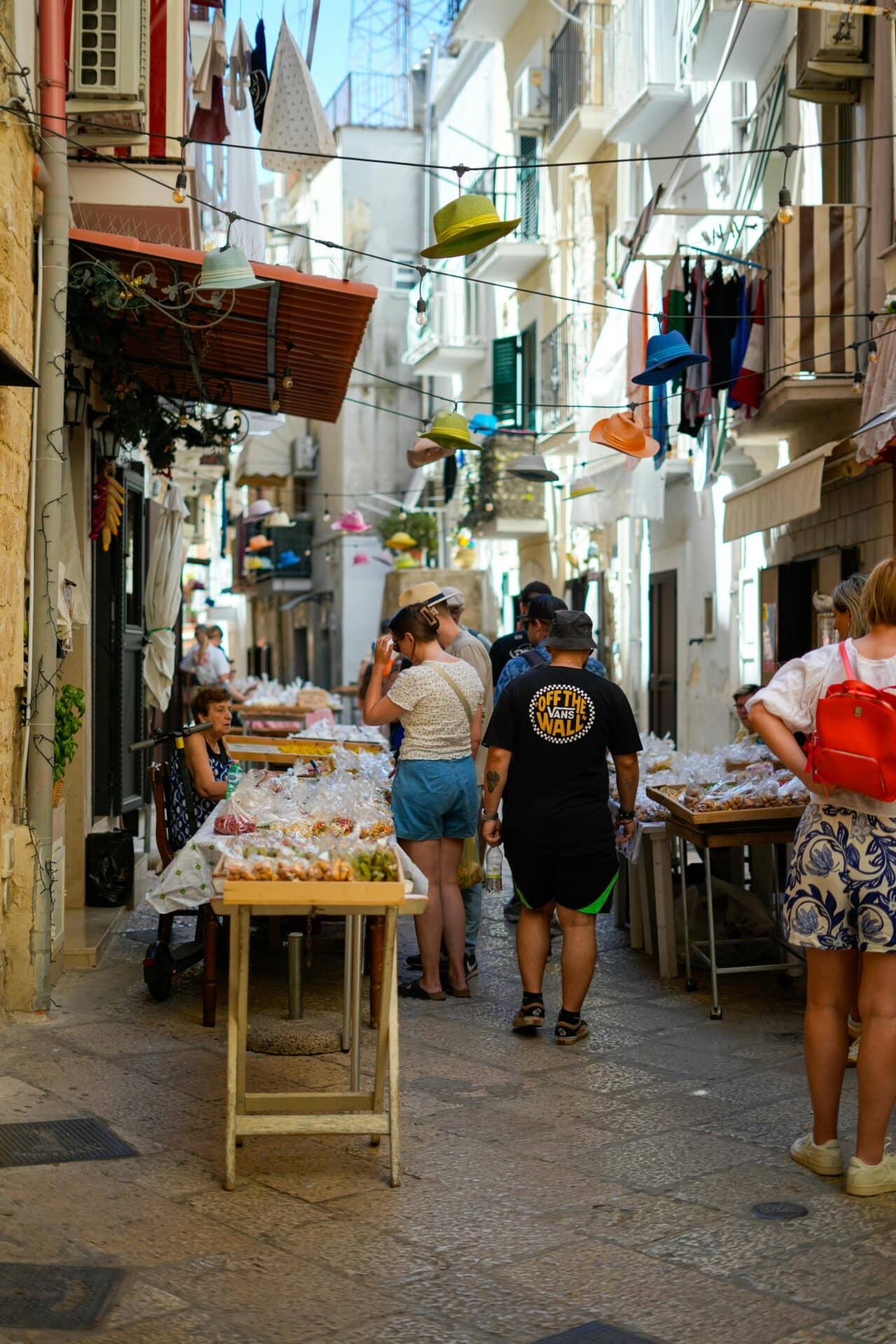 A Bustling Street Market in Bari's Old Town
