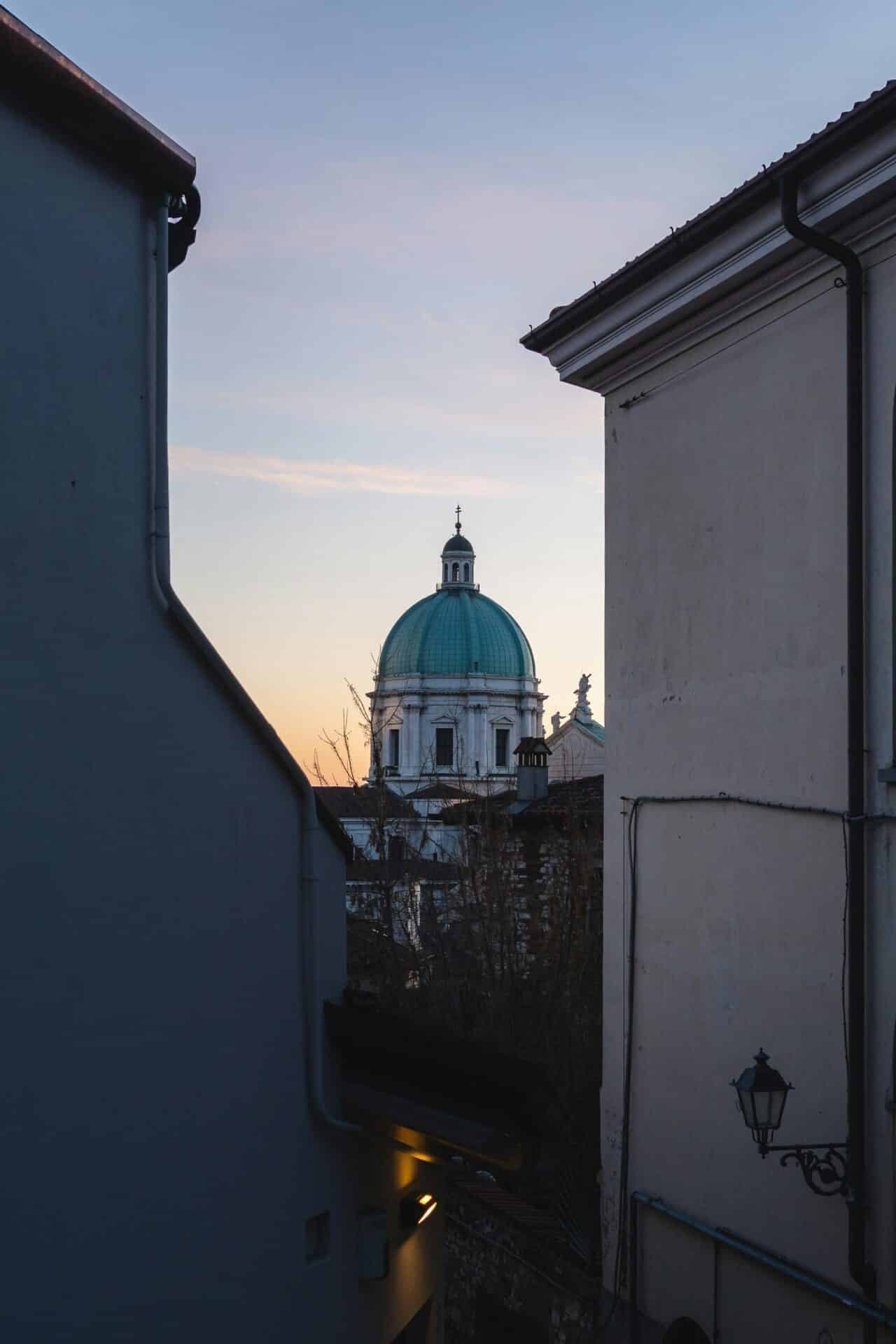 Dome of the Duomo Nuovo Framed at Dusk