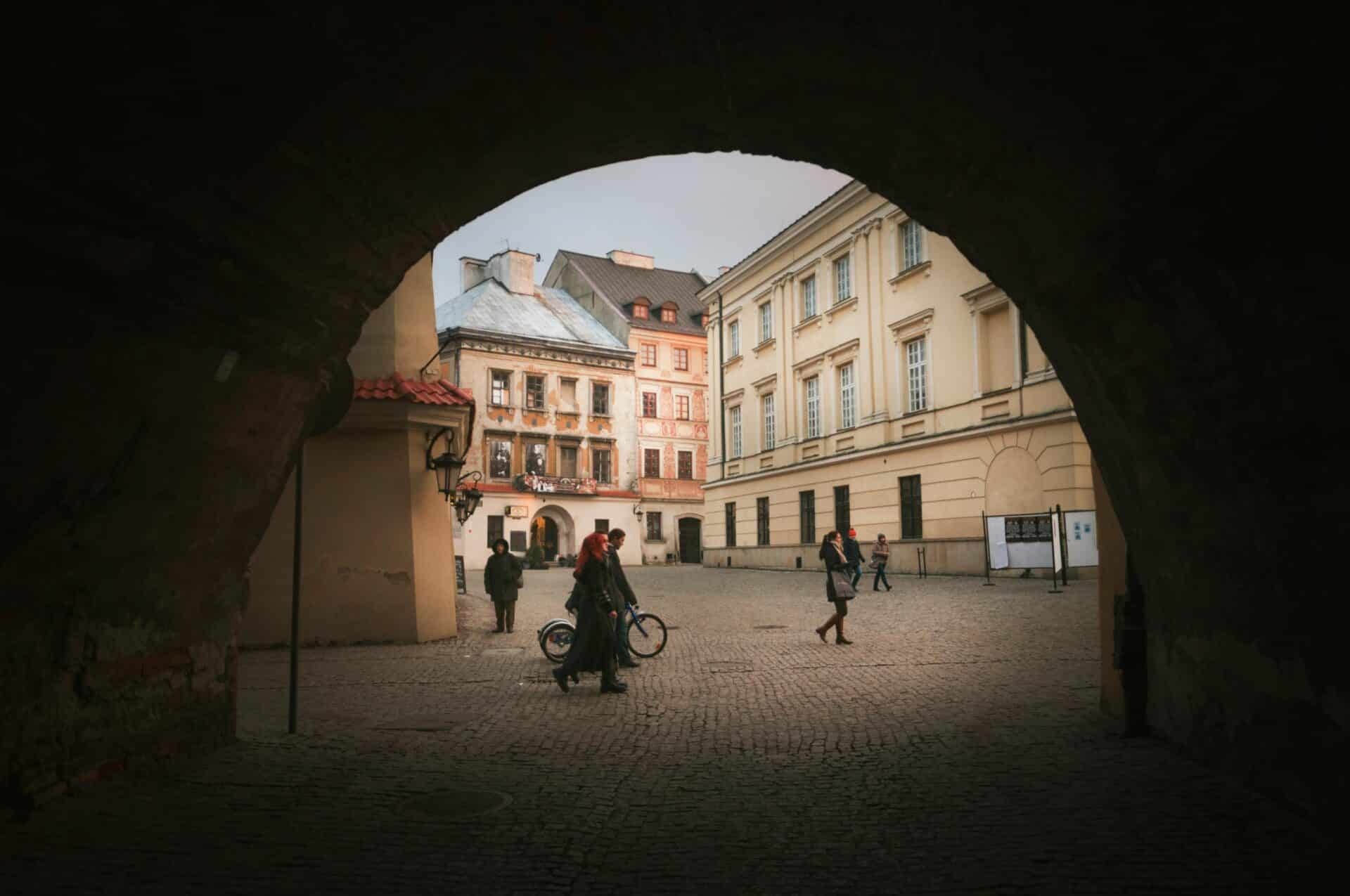 View of Lublin Old Town Through an Archway
