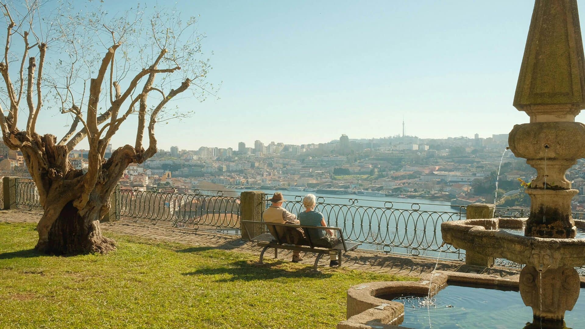 Couple on a Bench Overlooking Porto