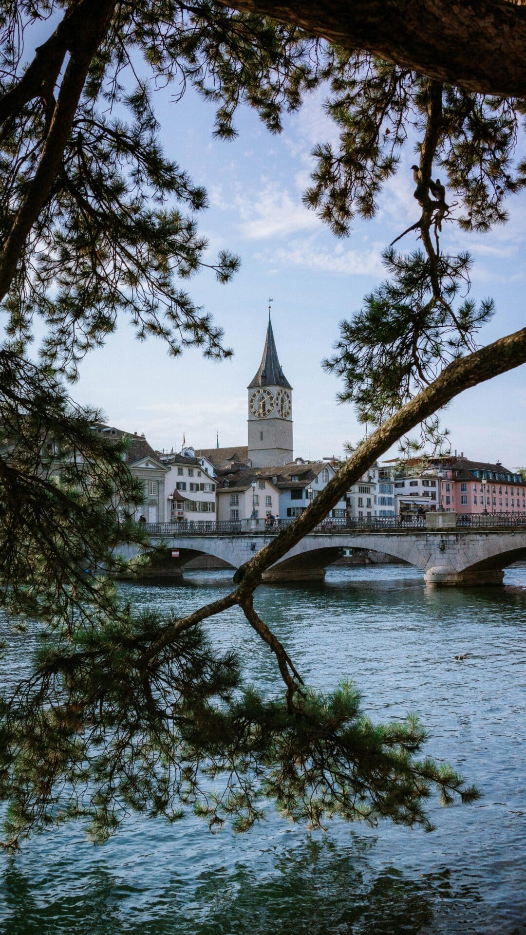 St. Peter Church and Limmat River in Zurich